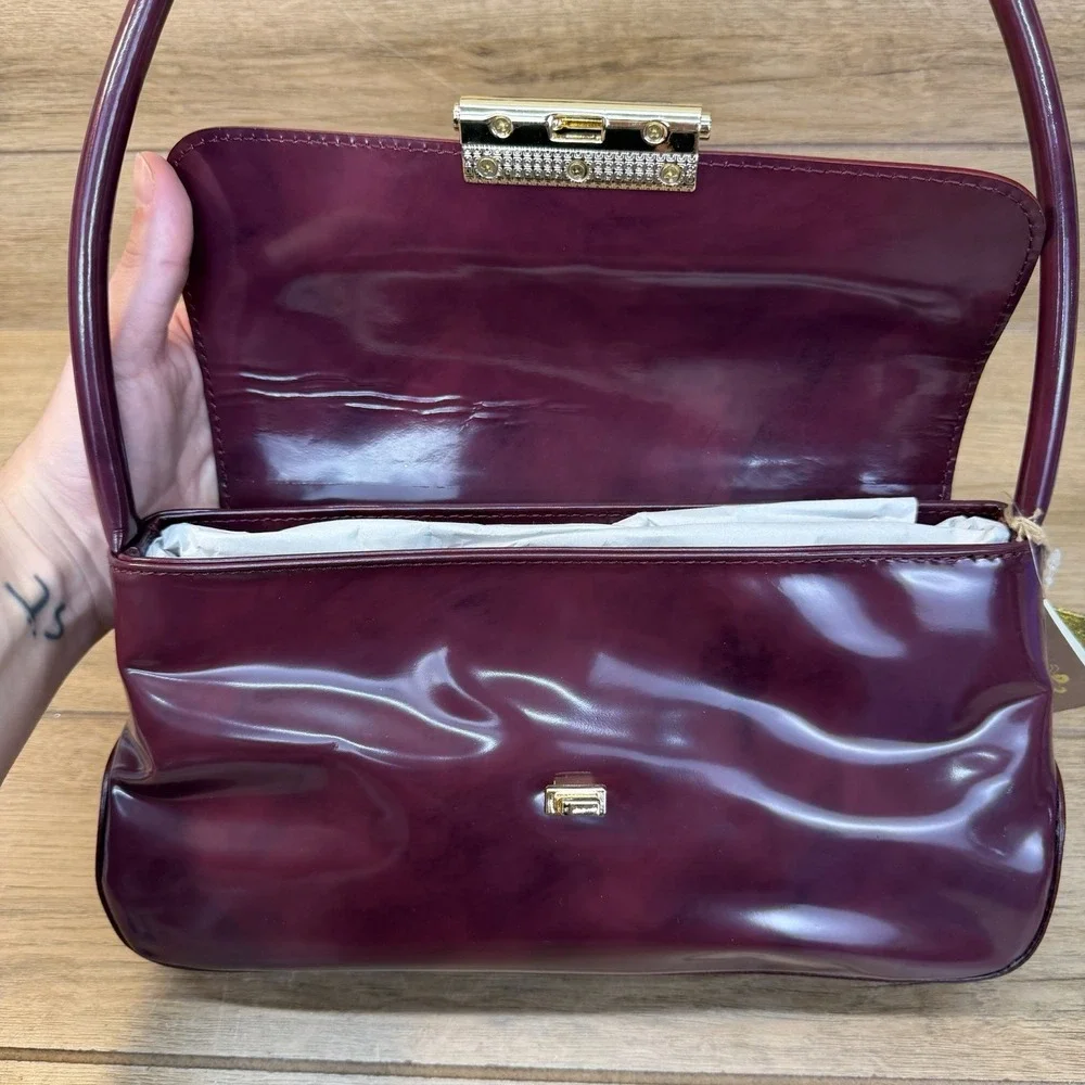 Pratesi Barchetta Italian Leather Shoulder Bag Chianti Burgundy Gold Hardware